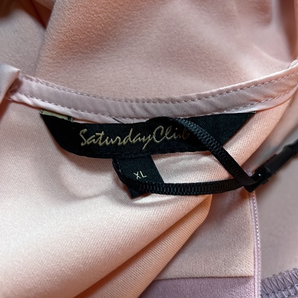 NWT Saturday Club dress-pink on pink color block with pleating details-US Large - Picture 11 of 12